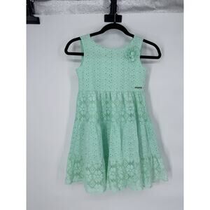 momi Girls Mint Green Floral Lace Fit & Flare Dress 10 (US girls 8) Spring